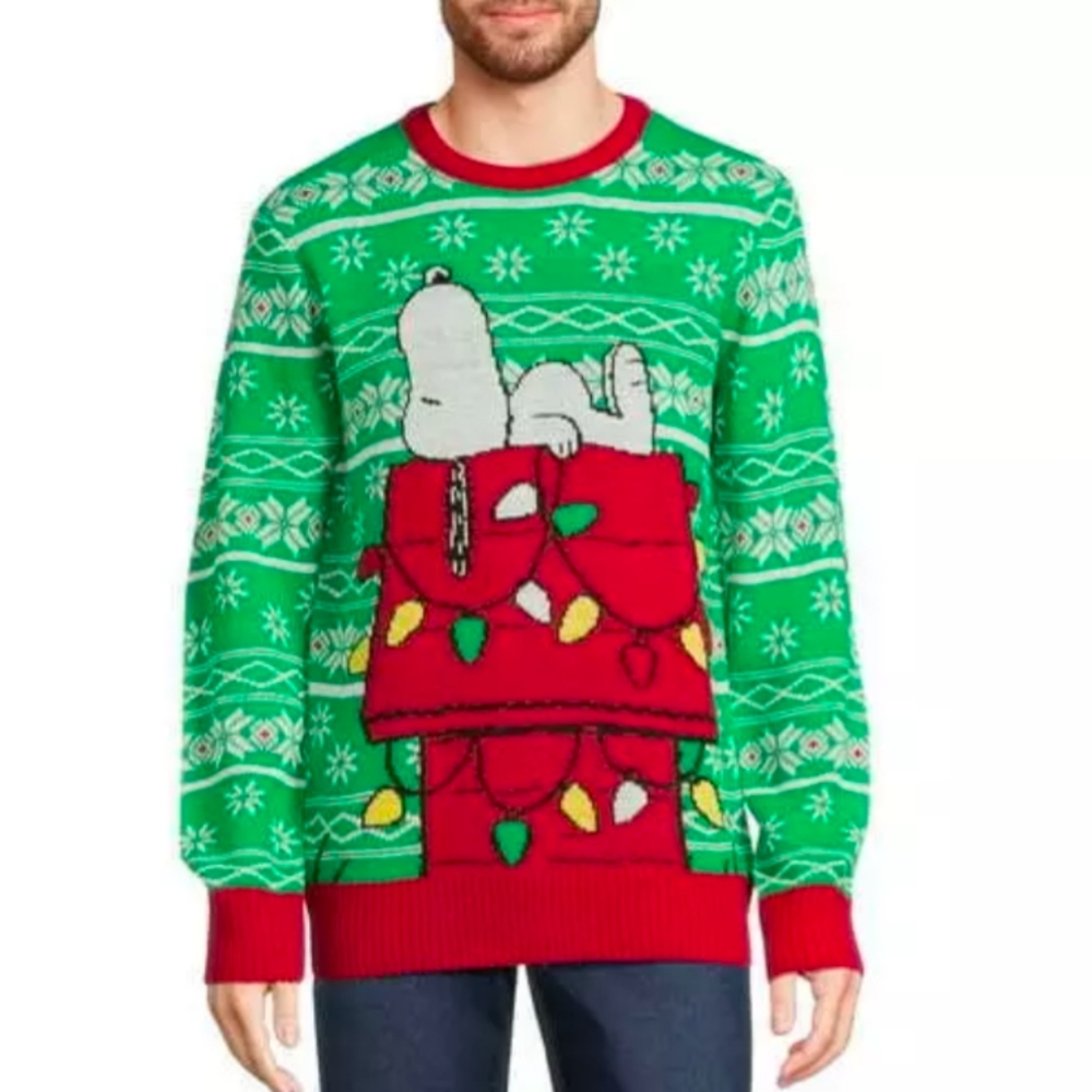 NWT Peanuts Snoopy Chillin' Dog House Christmas Ugly Sweater Adult 3XL 3XG XXXL - Picture 4 of 13
